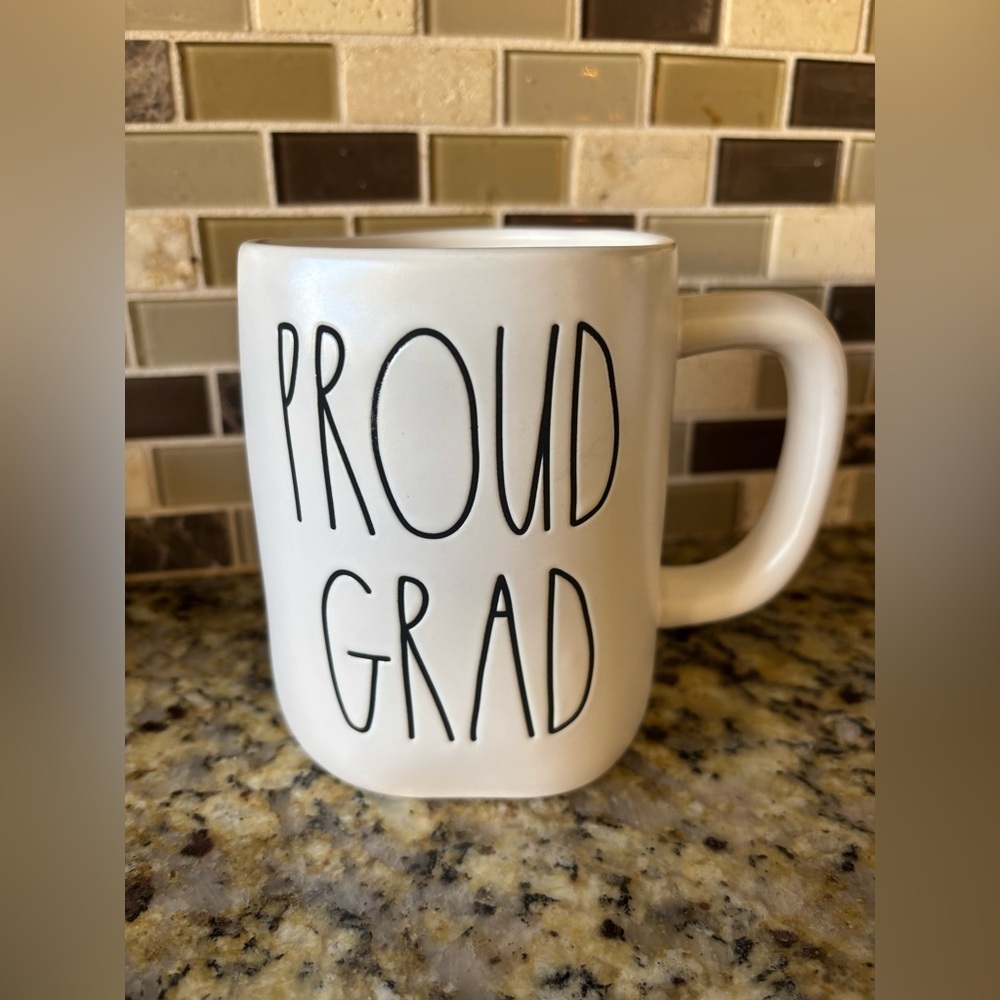Rae Dunn Mug OS Proud Grad White Ceramic Artisan Collection Magenta